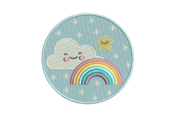 A Close Look at the Rainbow Clouds Embroidery Design