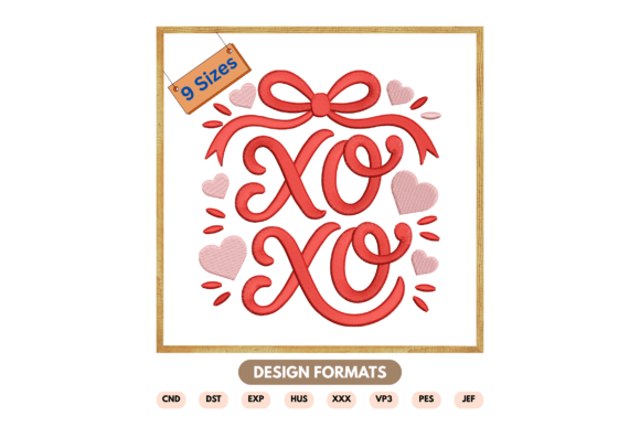 Charming XO XO Valentine Embroidery Design