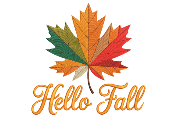 Modern Hello Fall Maple Leaf: A Stylish Autumn Embroidery